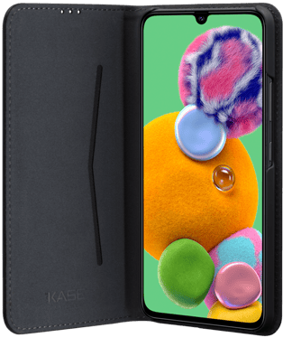 Clamshell folio con ranura para tarjetas y soporte para Samsung Galaxy A90 5G 2019, Negro