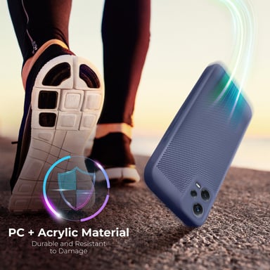 Moozy VentiGuard Coque de téléphone pour Xiaomi Redmi Note 12 Pro 5G, Bleu – Housse respirante avec motif perforé pour la circulation de l'air, ventilation, anti-surchauffe