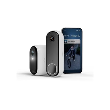 Kit Sécurité Extérieur ARLO Essential 3 2K + Sonnette Vidéo HD blanche