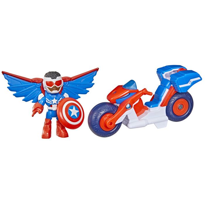 Figurine Captain America : Sam Wilson de 7,5 cm et véhicule Super Moto, Jouets de Super-héros, des 3 ans, Iron Man et Ses Amis Extra - Neuf