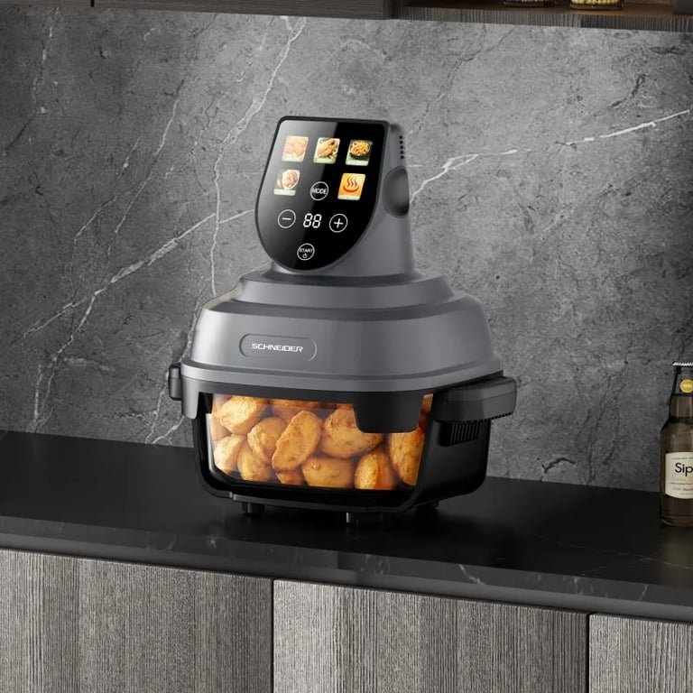 Friteuse À Air Schneider Crispi – 1500 W, 2 Bacs en Verre, Cuisson Saine - vue 3
