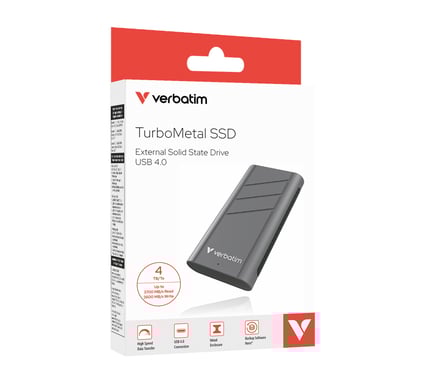 Verbatim TurboMetal SSD USB4 4TB USB Tipo C USB4 Gen 2x2 Plata