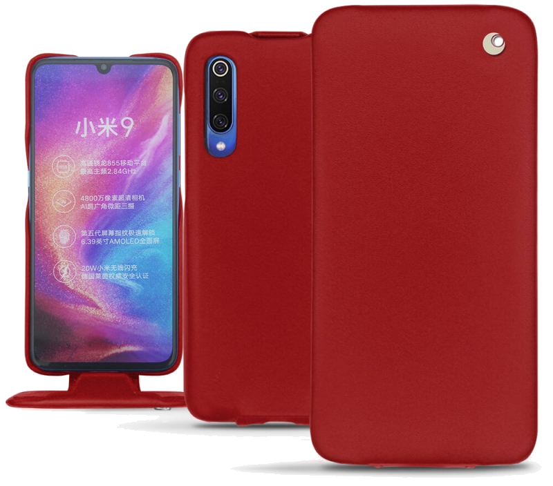 Housse cuir Xiaomi Mi 9 - Rabat verticalRouge
