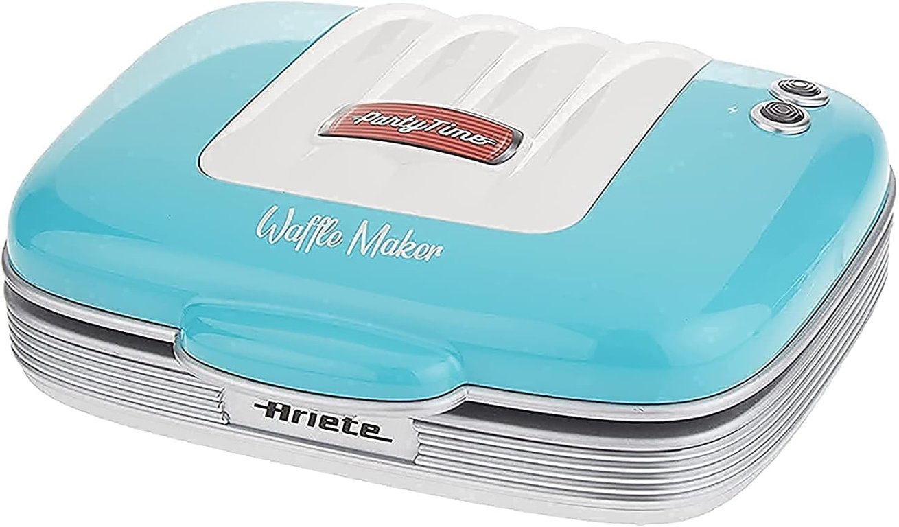 ARIETE Gaufrier &eacute;lectrique vintage bleu 700?W 