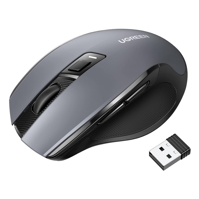 UGREEN sans Fil Ergonomique Silencieuse 2 4GHz 4000 DPI Optique Réglable avec Récepteur USB Ordinateur Autonomie de Pile Prolongée Compatible avec Mac PC Portable Tablette