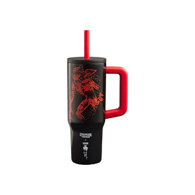 Gobelet Bialetti Stranger Things avec paille et poignée, 900 ml