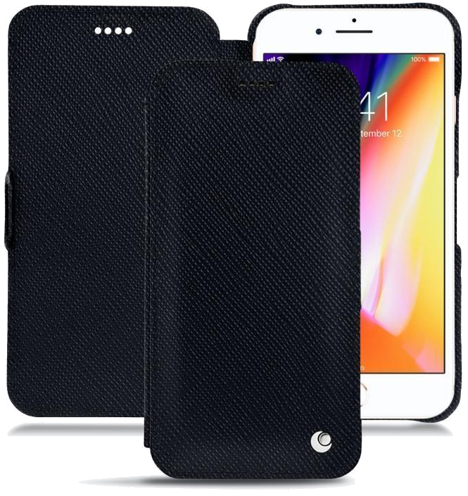 Housse cuir Apple iPhone 8 Plus - Rabat horizontalNoir