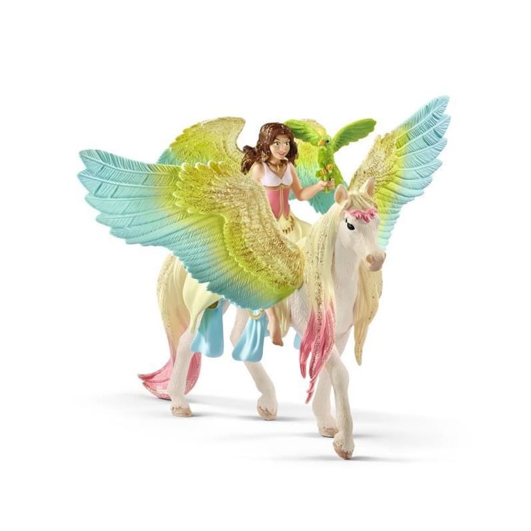 Coffret Magique Pièces avec Fée Surah et son Pégase à Paillettes Figurine schleich Licorne et Fée avec Bras Mobiles et