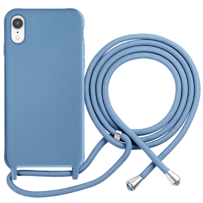 MOXIE Coque pour iPhone XR en TPU Premium Color Lace avec Cordon Tour de Cou Bleu