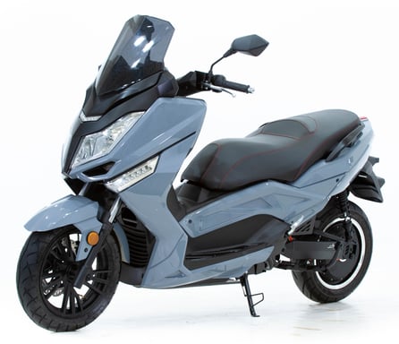 Leo90 - Scooter électrique 125cc - moteur 5100 W - 2 batteries 72V 50Ah, gris acier