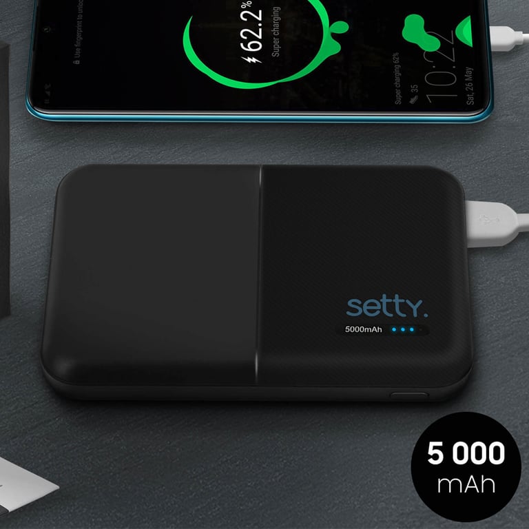 Batterie de Secours 5000mAh 2 Ports de Sortie USB Format Compact Setty Neuf - vue 2