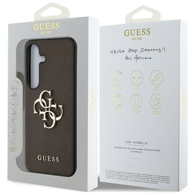 Étui Guess Grained Big 4G Logo Small Classic Logo pour Samsung Galaxy S25+ marron