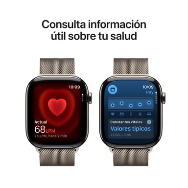 Apple Watch Series 11 GPS + Cellular 46mm Boitier en Titane Naturel avec Natural Milanese Loop - S/M