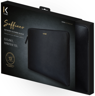 Funda de piel auténtica Saffiano para MacBook Pro Retina Thunderbolt 3 USB-C y Macbook Air 2018 de 13 pulgadas, negro medianoche