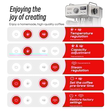 H10A Silver - Cafetera espresso semiautomática con temperatura regulable 20 bar