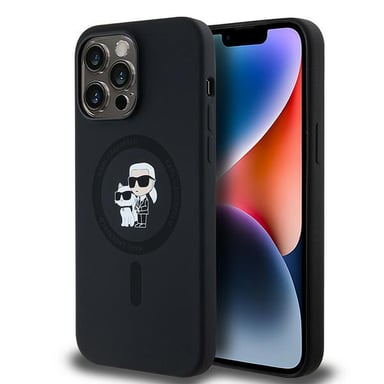 Étui Karl Lagerfeld pour iPhone 14 Pro Max 6.7'' noir étui rigide Silicone Karl & Choupette MagSafe