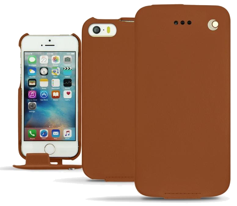 Housse cuir Apple iPhone SE - Rabat verticalMarron
