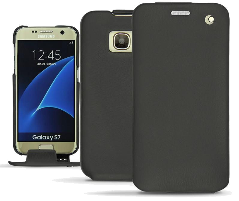 Housse cuir Samsung Galaxy S7 - Rabat verticalNoir