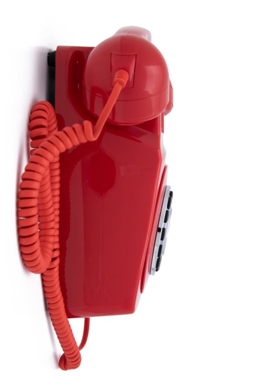 GPO 746 Wall Téléphone Mural Bouton Poussoir – Téléphone Fixe Vintage, Design rétro -Rouge - Neuf