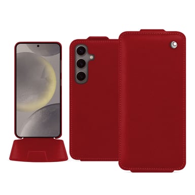Housse cuir Samsung Galaxy S24 -  - Rouge - Cuir lisse