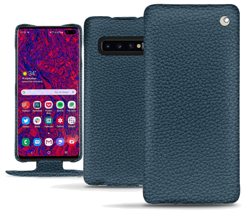 Housse cuir Samsung Galaxy S10+ - Rabat verticalBleu