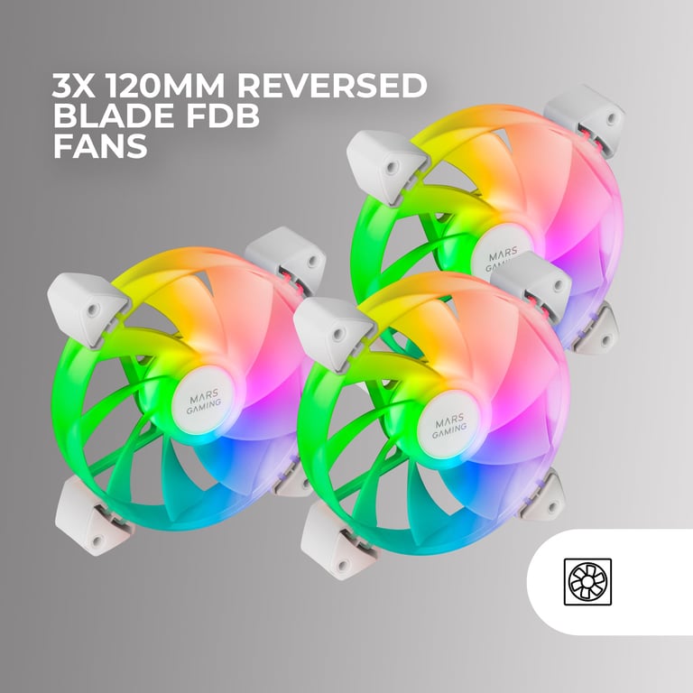 Mars Gaming MF3AR Boitier PC Ventilateur 12 cm Blanc 3 pièce(s) - Neuf
