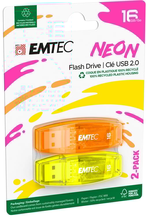 Emtec C410 Neon lecteur USB flash USB Type A 2.0 Jaune Neuf - vue 3