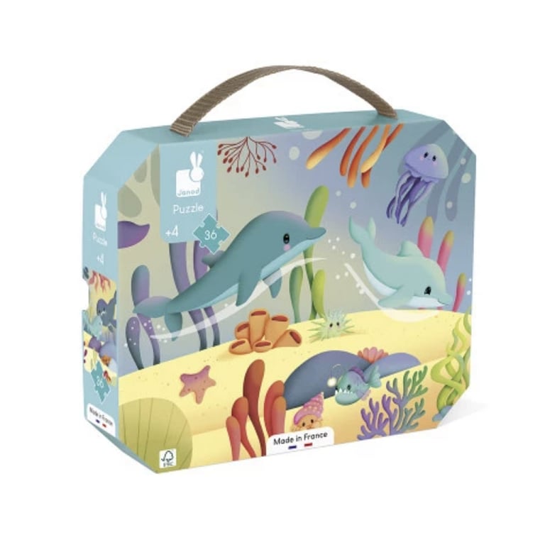 Puzzle frise 36 pièces : Les Animaux Marins Juratoys Janod - vue 3