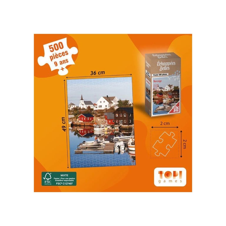 Puzzle Topi Games Échappées Belles Norway 500 pièces CE Boîte fermée Français Coloris unique - Neuf