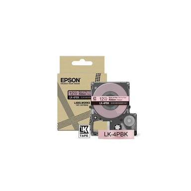Cartucho de tinta Epson LK 4PBK para LabelWorks LW C410 y LW C610 Negro sobre rosa