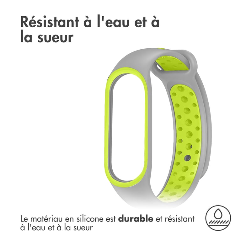 imoshion Bracelet sportif en silicone Xiaomi Mi Band 5 / 6 - Gris / Lime - Neuf