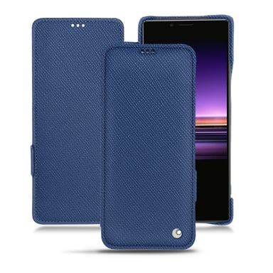 Housse cuir Sony Xperia 1 -  - Bleu - Cuir saffiano