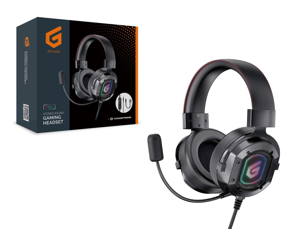 Casque Conceptronic ATHAN03B – Filaire, Gaming, 7.1 RGB, 2,2 m - vue 2