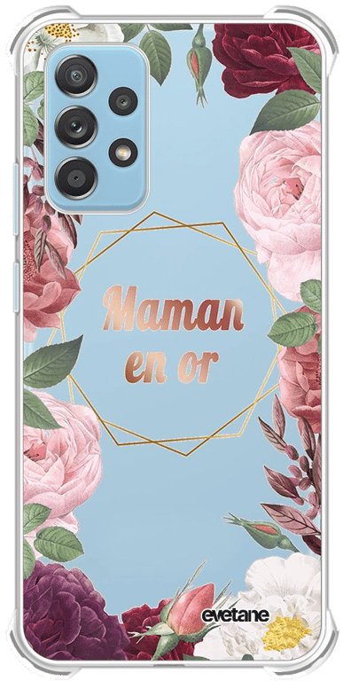 Evetane Coque Samsung Galaxy A52 anti-choc souple angles renforcés transparente Motif Coeur Maman D'