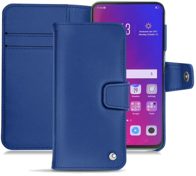 Housse cuir Oppo Find X - Rabat horizontal portefeuilleBleu