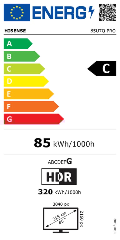 TV Mini LED QLED Hisense 4K UHD 85U7Q PRO 215 cm 2025 - vue 4