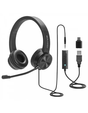 ADVANCE MIC-U750 écouteur/casque Avec fil Arceau Bureau/Centre d'appels USB Type-C / USB Type-A Noir