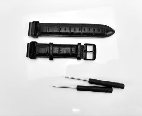 Bracelet de montre en cuir véritable pour Garmin Fenix 7X 7S Black 20 mm