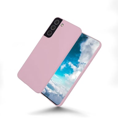 EVETANE Coque Samsung Galaxy S22 Rose Silicone liquide + 2 Vitres en Verre trempé Protection écran Antichocs