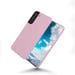 EVETANE Coque Samsung Galaxy S22 Rose Silicone liquide + 2 Vitres en Verre trempé Protection écran Antichocs
