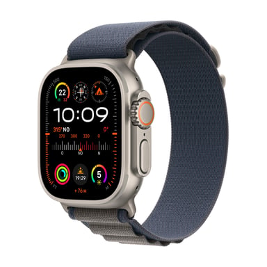 Watch Ultra 2 GPS, boitier en titane de 49 mm avec boucle alpine, Bleu