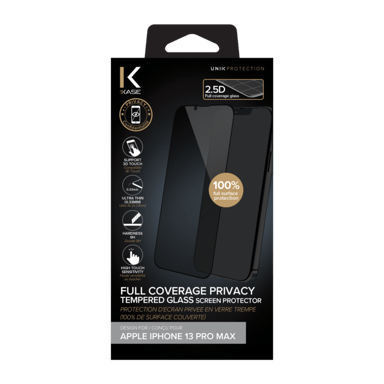 Protection d'écran Privée en verre trempé (100% de surface couverte) pour Apple iPhone 13 Pro Max, Noir