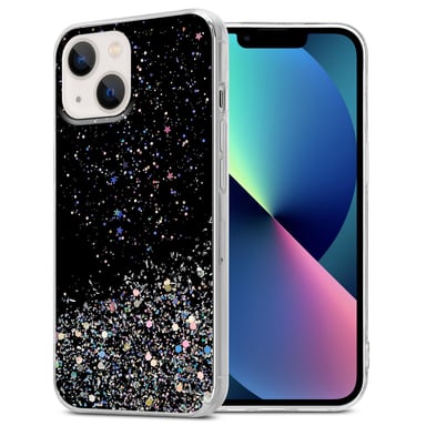 Coque pour Apple iPhone 13 MINI en Noir avec Paillettes Housse de protection Étui en silicone TPU flexible avec paillettes scintillantes