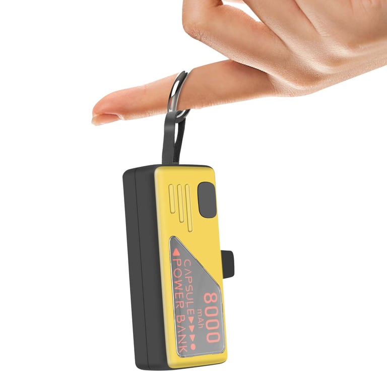 Mini Powerbank 8000mAh avec Connecteur USB C intégré et Format Porte Clé / Jaune Neuf - vue 4