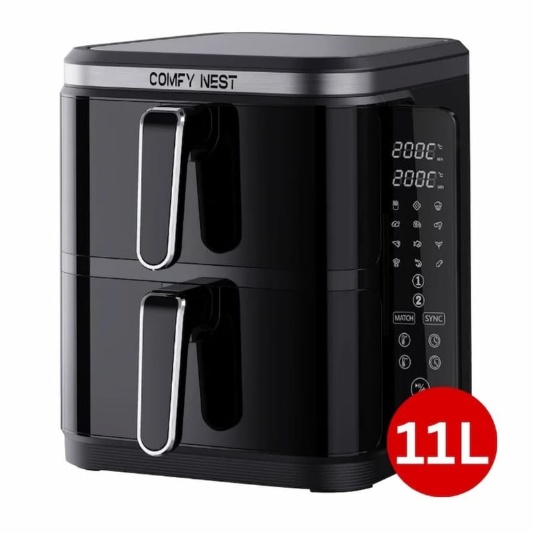 Friteuse à air chaud Air fryer double panier verticale Comfy Nest CN06177 Neuf - vue 2