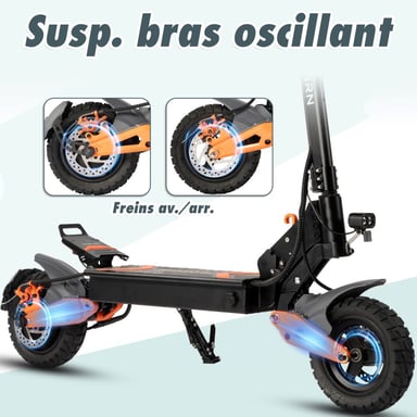 Patinete Eléctrico MAXTURN X1 - 1000W 48V15.6Ah 10'' Neumáticos Tubeless Scooter Eléctrico Chasis Aluminio - Negro