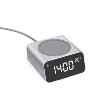 XOOPAR Chargeur sans fil et horloge REDDI Aluminium Argent