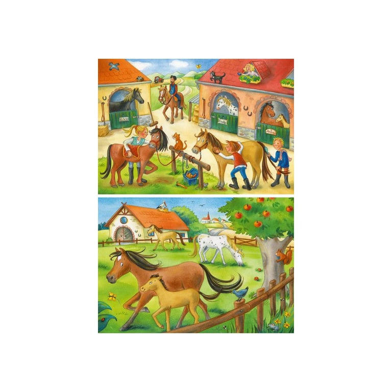 Puzzle enfant Ravensburger 5178 2x12 pièces Vacances à la ferme avec posters - Neuf