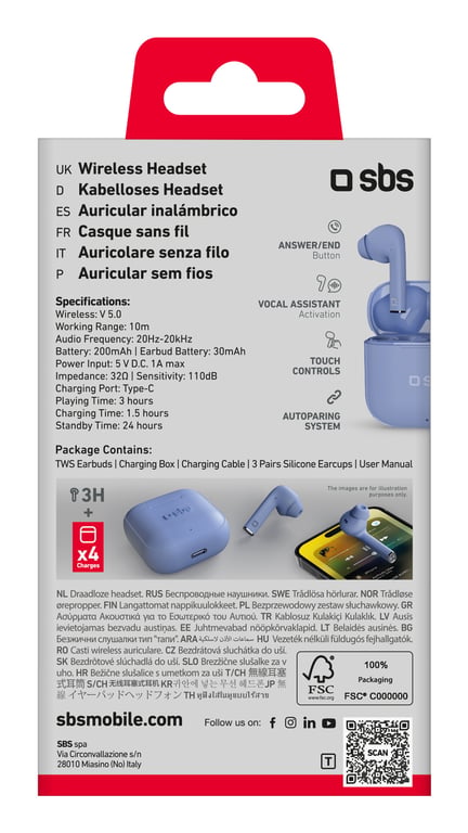 SBS Beat Free Casque True Wireless Stereo TWS Ecouteurs AppelsMusiqueSportAu quotidien Bluetooth Neuf - vue 3