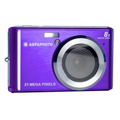 AGFAPHOTO Realishot DC5200 – Cámara Digital 21 MP, Zoom 8X, Pantalla 2,4'', Vídeo HD 720p + microSD 32 GB + Estuche – Violeta